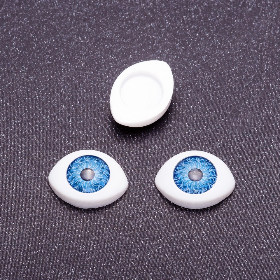 Fittings 'Live Eyes' blue pupils, diameter 7mm, 10×13mm, pack of 50 pairs