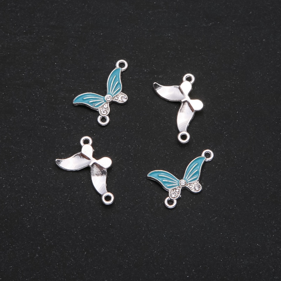 Butterfly Connector with blue enamel 24×12 mm, pack of 4