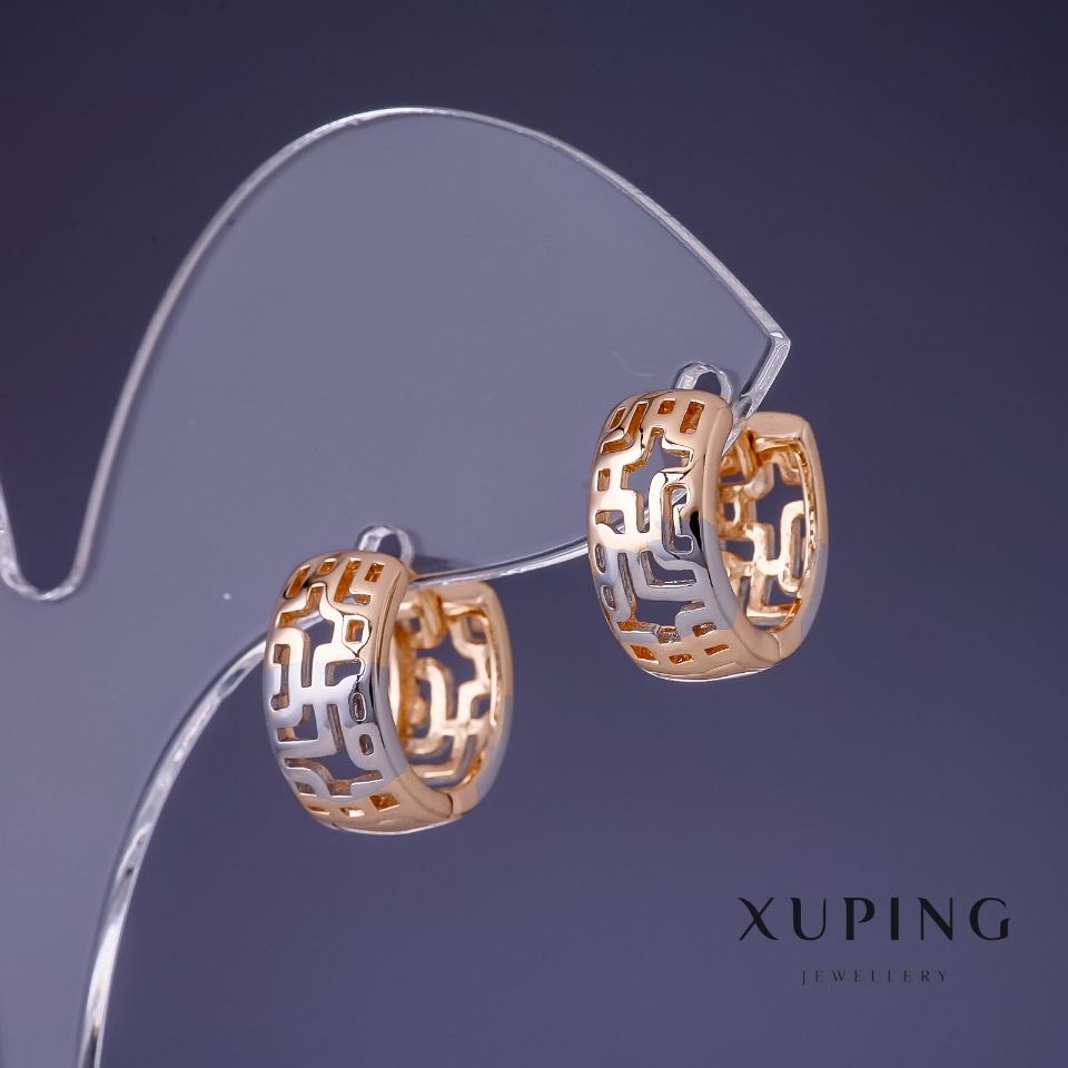 Xuping Earrings 14x7mm '18K Gold Plating' Rhodium