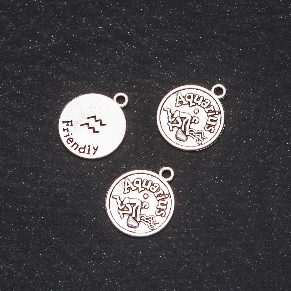 Pendant fittings Zodiac Aquarius, diameter 17mm, packaging 20 g ± 10 pcs