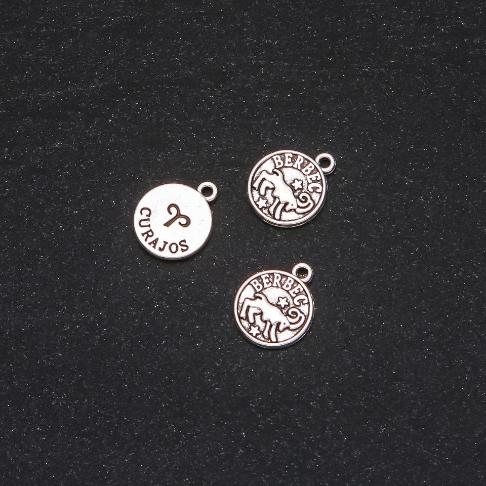 Pendant Findings Zodiac Aries, 12mm diameter, packaging 20 g +/- 18 pcs