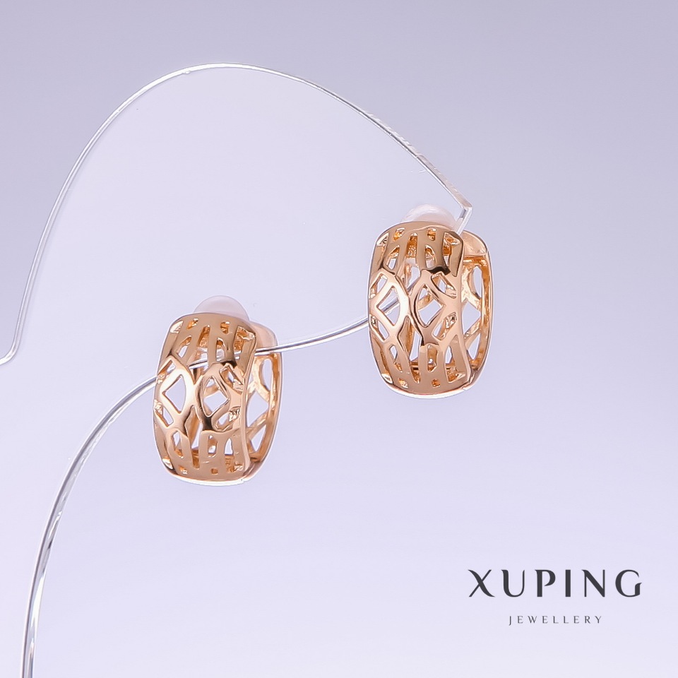Xuping Earrings, 14mm length, 8mm thickness, 18K plating