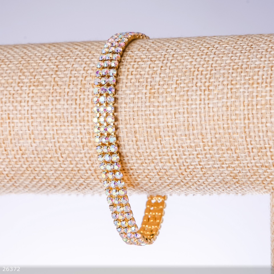 Three-row rhinestone bracelet 'Chameleon', width 7mm, length 19cm 'gold'