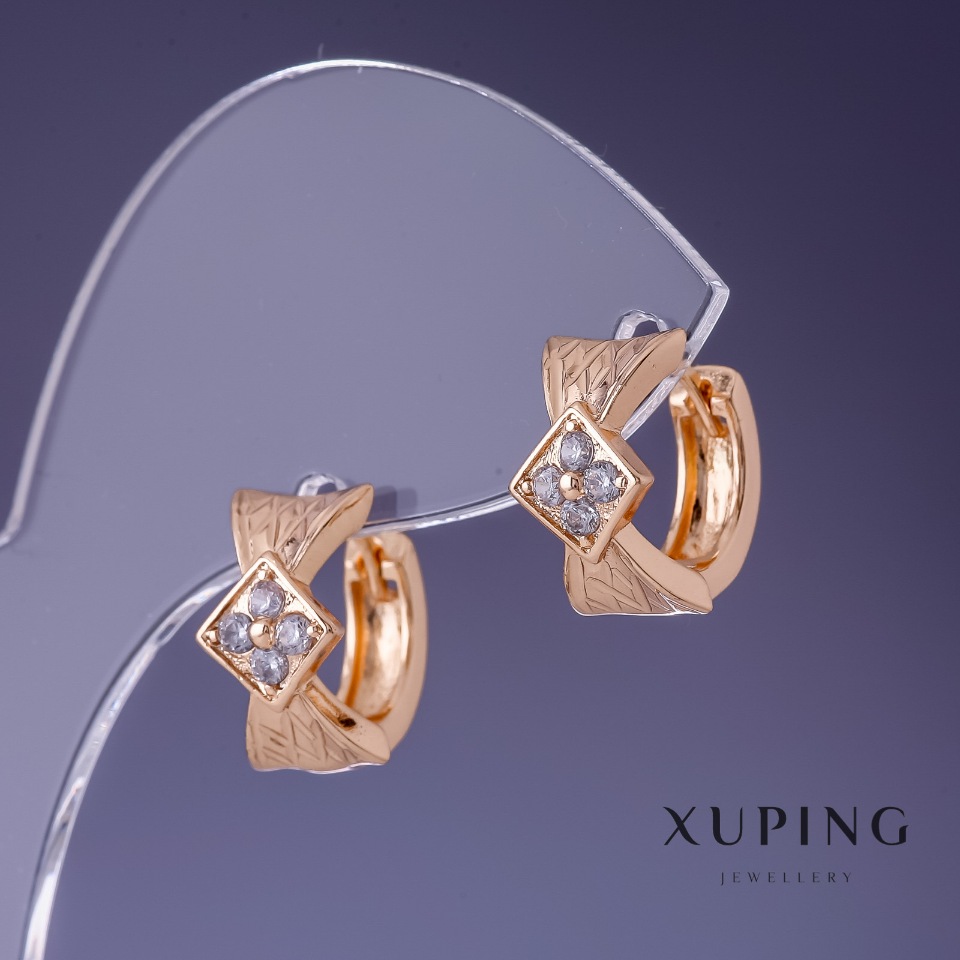 Earrings Xuping 12x8 mm '18K gold plating' with white crystals