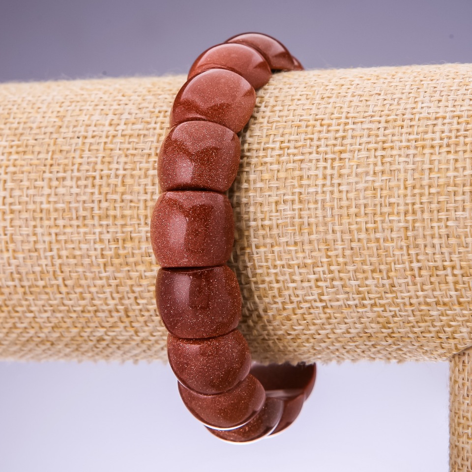 Aventurine Bracelet "Golden Sand" 15×12 mm link on elastic, circumference 20 cm