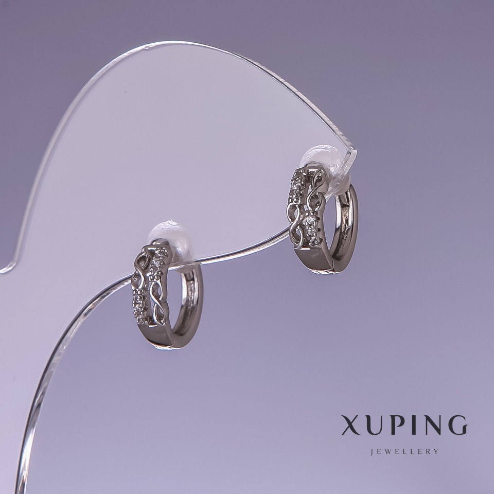 Xuping Earrings with White Crystals 11x4mm Rhodium