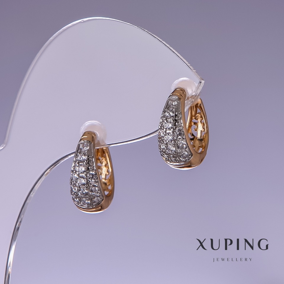 Xuping Earrings with White Crystals 6x15 mm '18K Gold Plating'