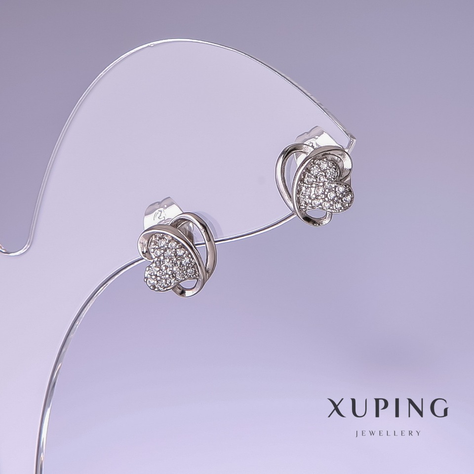 Xuping Rhodium Earrings 9x10mm