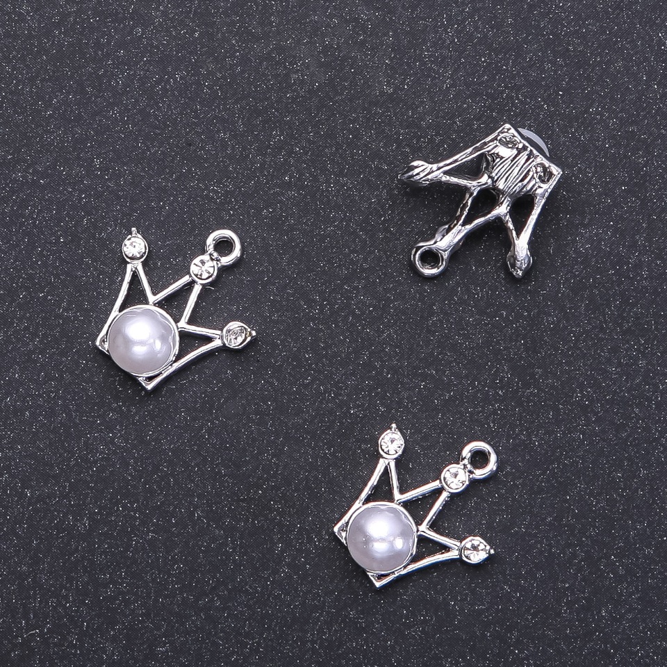 Pendant Crown with Bead hardware, outer diameter 17 mm, length 18 mm, inner diameter 1.8 mm, packaging 5 pcs. (+ -)