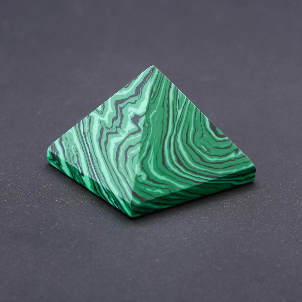 Malachite Pyramid (pressed), 38mm wide, 30mm tall