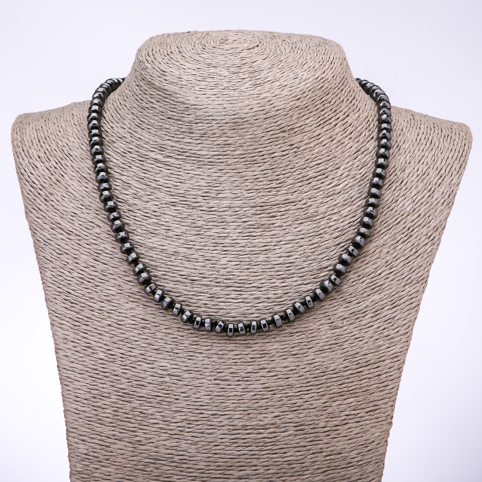 Hematite Rondelle Necklace 'Washer', Diameter 6x3 mm, Length 45 mm