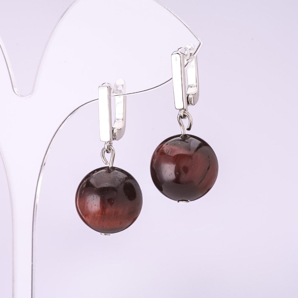Earrings 'Elegant' Bull's-eye Smooth Ball, 14mm Diameter