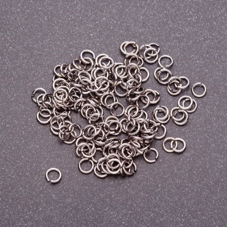 Connecting rings, diameter 4 mm, gray metal, packaging 25 g