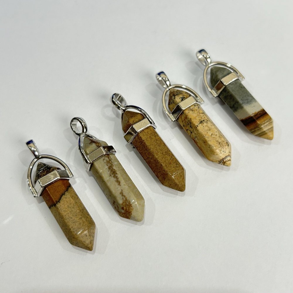 Hexagonal Landscape Jasper Pendant 40x8mm+