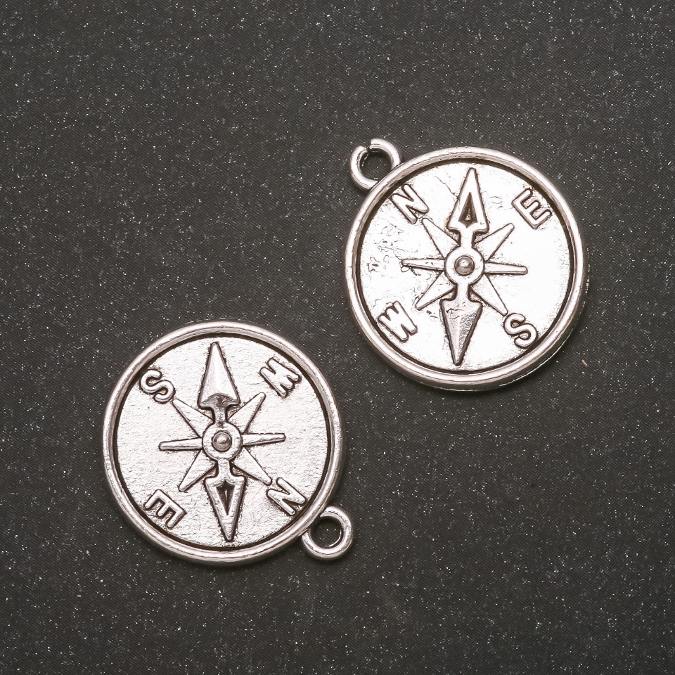 Pendant hardware Compass gray metal 20x23 mm, diameter in-2, 4 mm finish. 20 g +/- 7 pcs