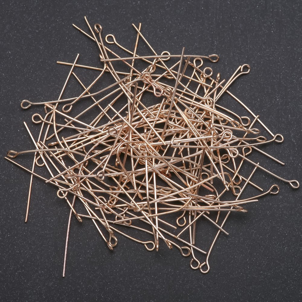 Jewelry Findings: Pin with Loop for Jewelry, 40 mm Length, Yellow Metal Color, 1 kg