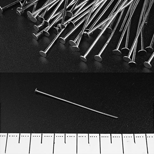 Pin with nail-type head, length 26mm, dark metal, 0.5 kg