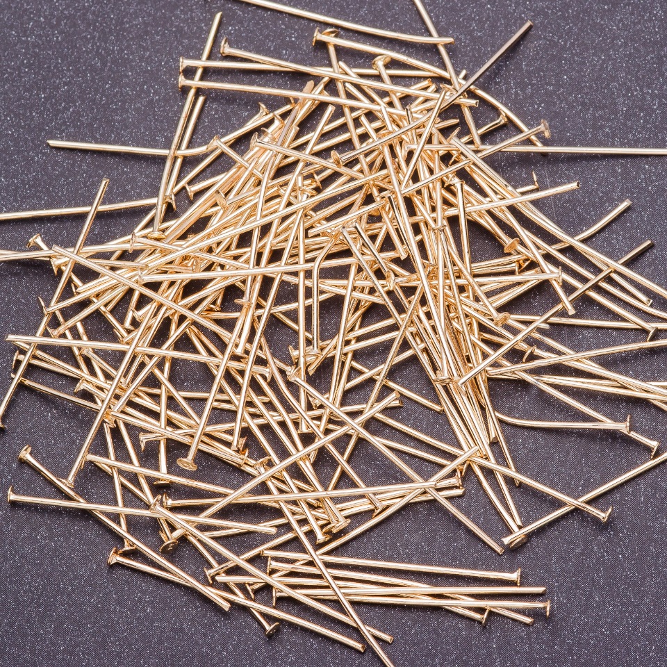 Headpin, 26mm length, 'nail' head, yellow metal, 0.5 kg