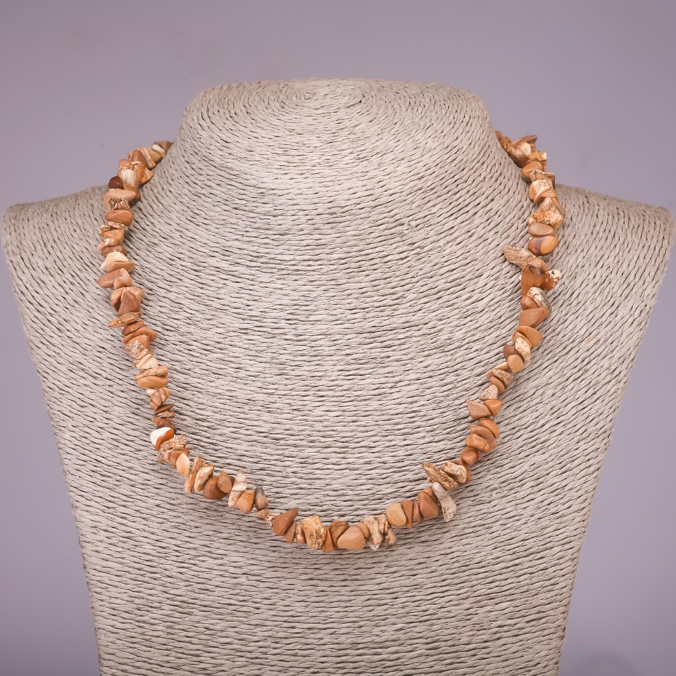 Natural Landscape Jasper Bead Necklace, 5-8 mm diameter, 42-48 cm length