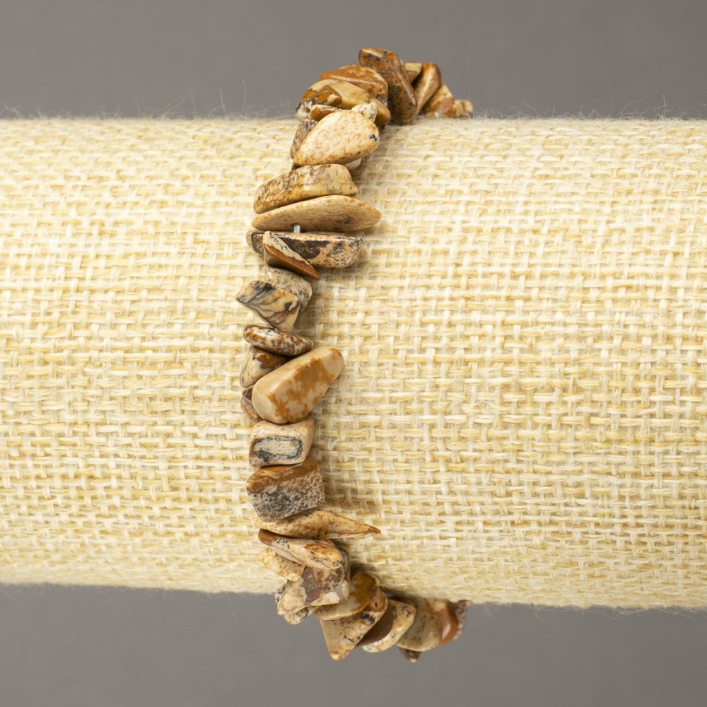Landscape Jasper Chip Bracelet, 5-8 mm diameter, 18 cm length on elastic