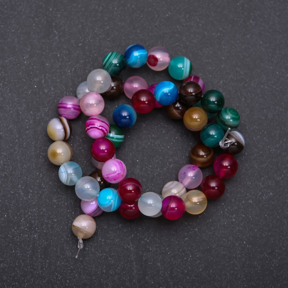 Multicolor Eye Agate Beads, 8 mm diameter, 38 cm strand