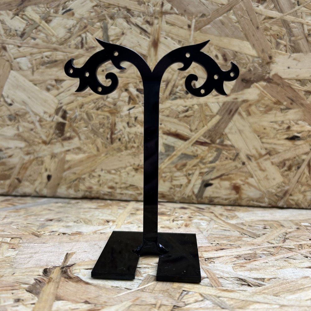 Earrings stand, black plastic, height 117 mm, width 92 mm, depth 55 mm