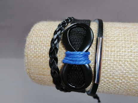Kids' bracelet 'Infinity' black with adjustable drawstring