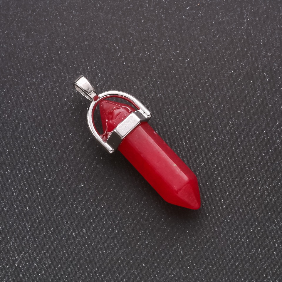 Hexagonal pendant with synthetic tourmaline stone, 39×32×9 mm