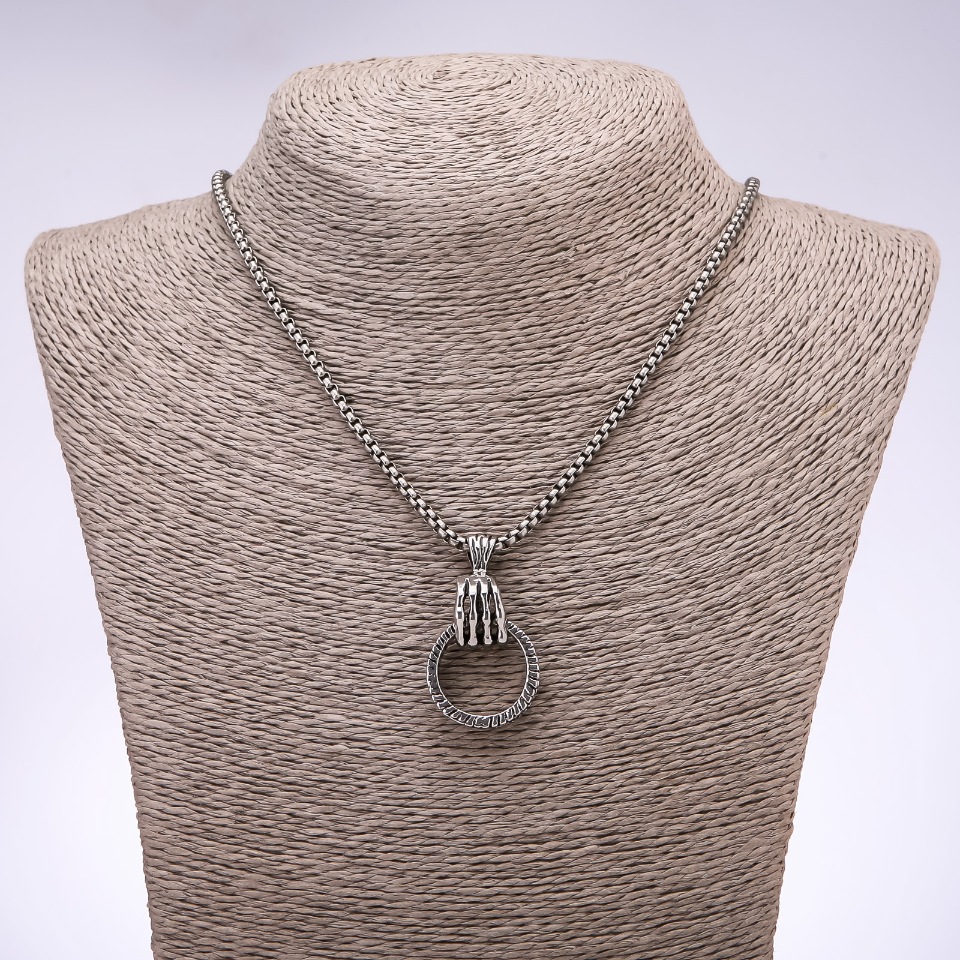 Punk Goth Pendant: Paw with Ring 24x6mm on a chain, length 65cm