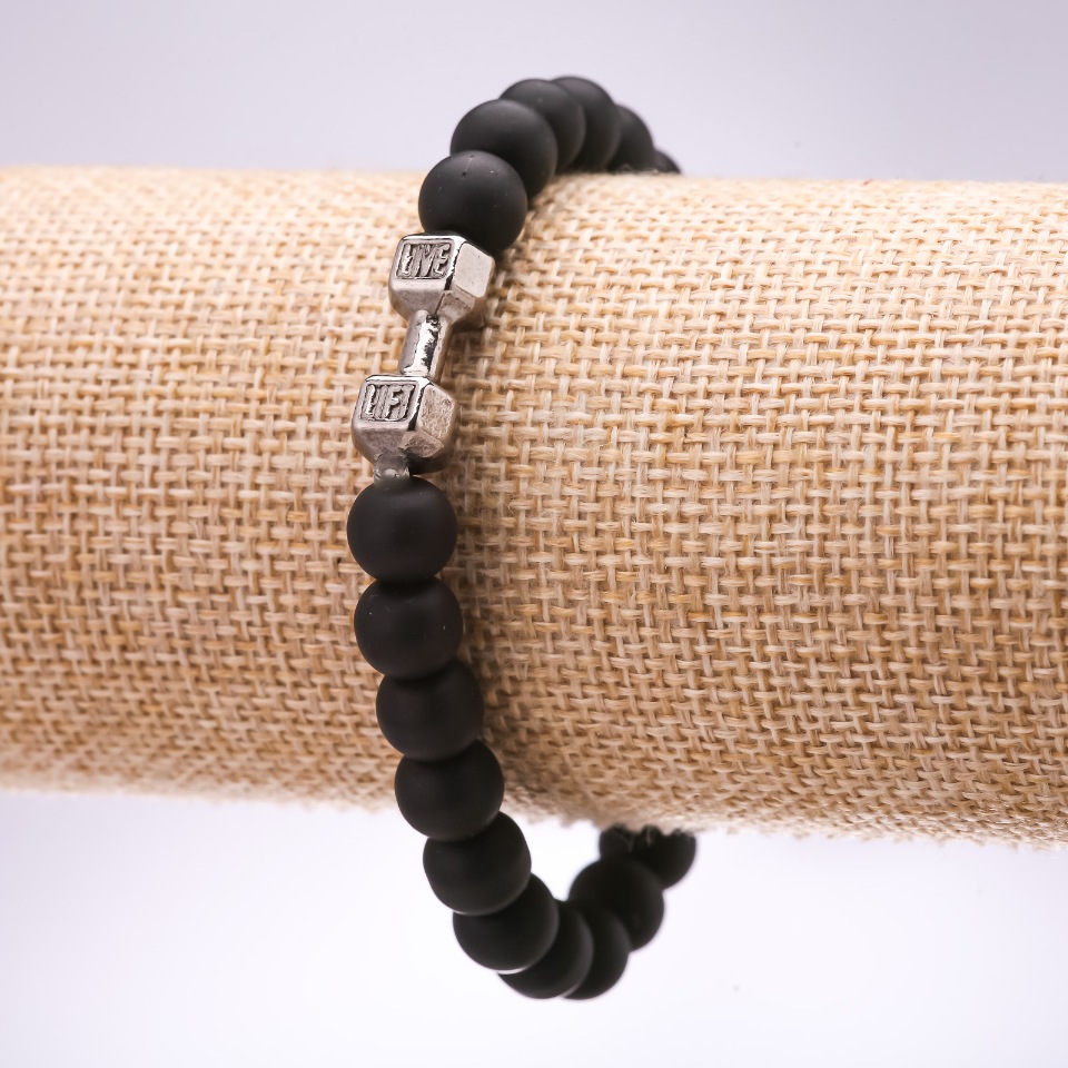 Shungite Elastic Bracelet 'Dumbbell', 10mm diameter, 18cm length on elastic