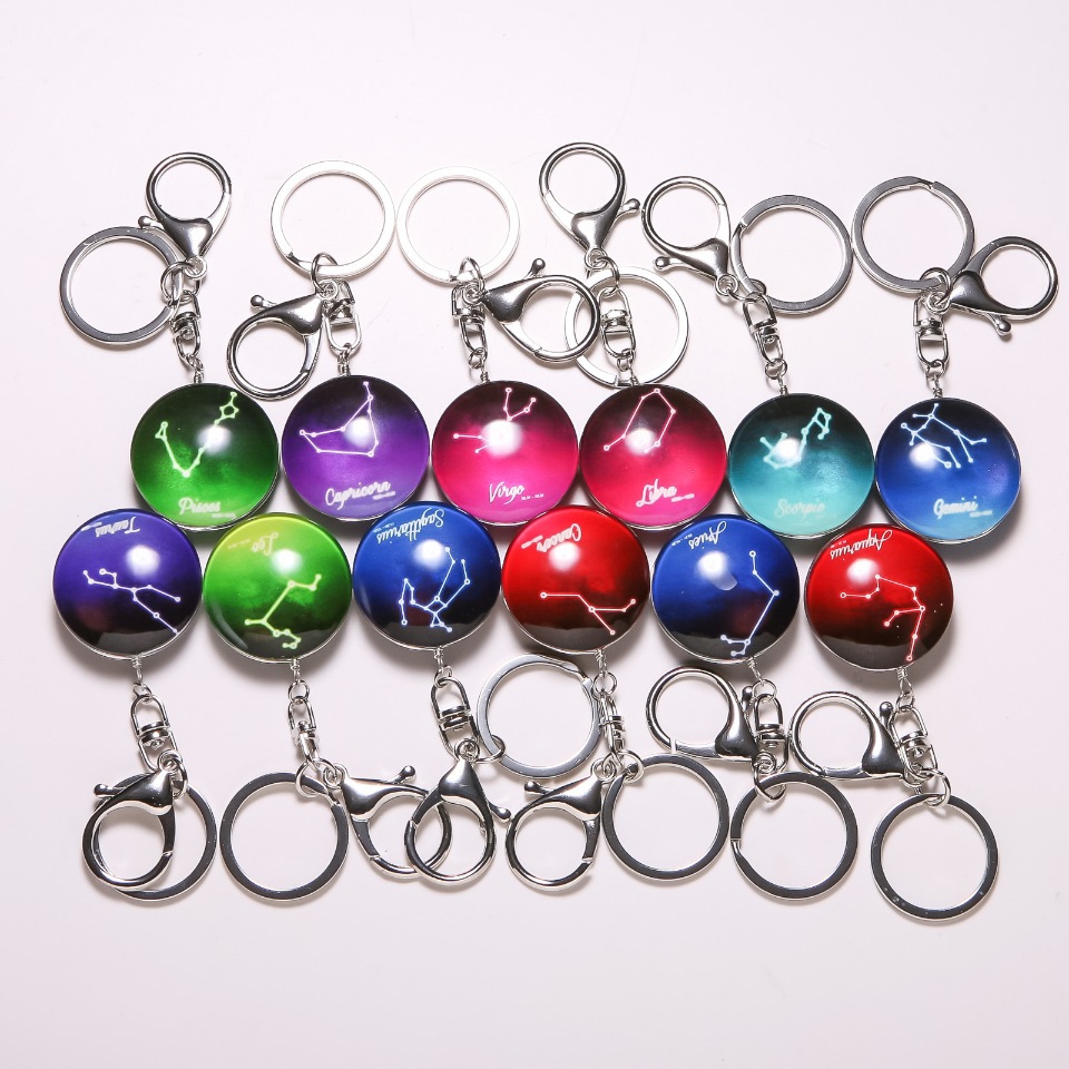 Zodiac Glow-in-the-Dark Keychains Set of 12, price per pack, length 10 cm