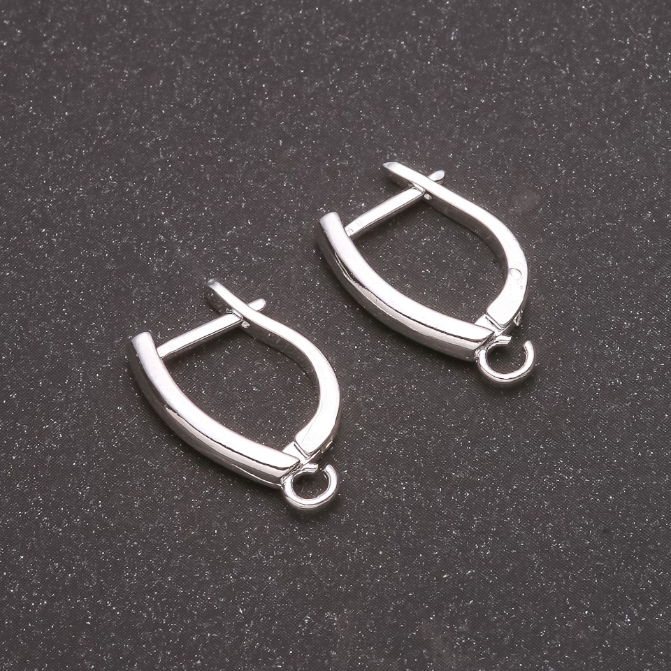 Ear wires for earrings, silver-colored metal, 19x3 mm (pair)