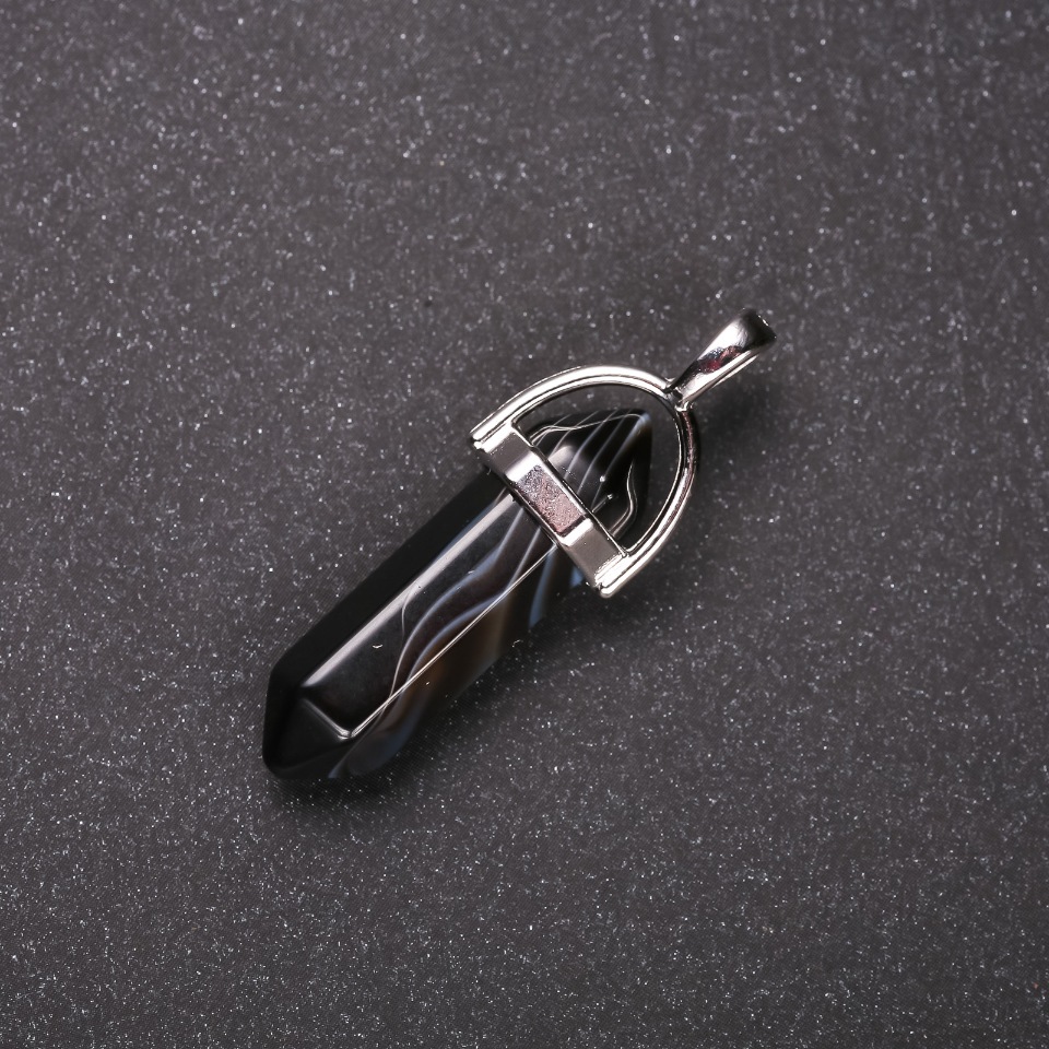 Agate Assorted Hexagon Pendant 8x30x40 mm