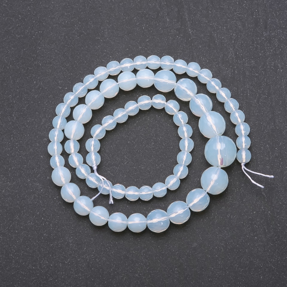 Moonstone Beads, Synthetic, Faceted Ball Beads for Stringing, Diameter 6-14 mm, Length 45 cm