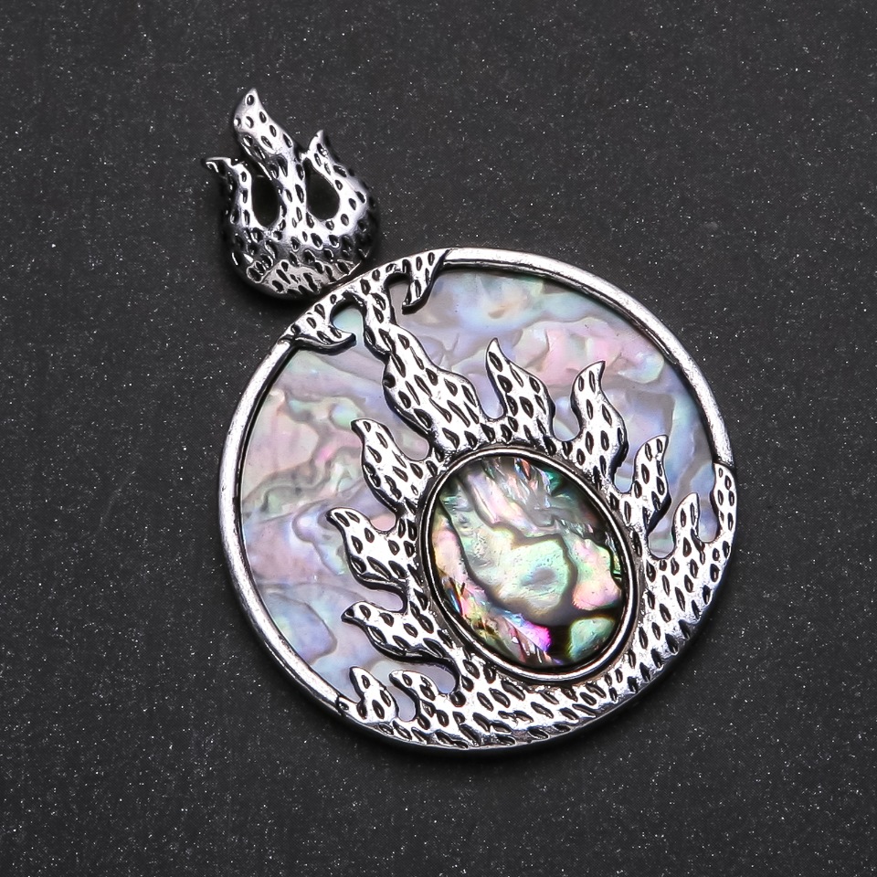 Pendant 'Flame' with Halite in Bezel 45×63 mm