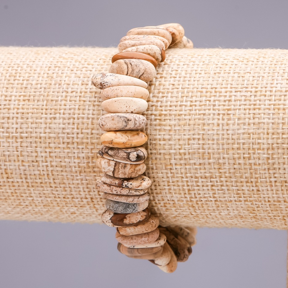 Bracelet with Landscape Jasper Sticks, 4x15 mm diameter (±), 19 cm length