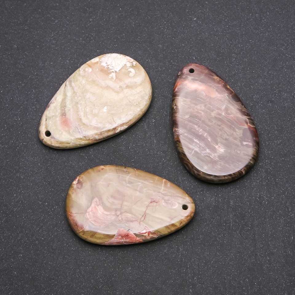 Pendant made of natural Picasso Jasper, drop 55x35(±)mm