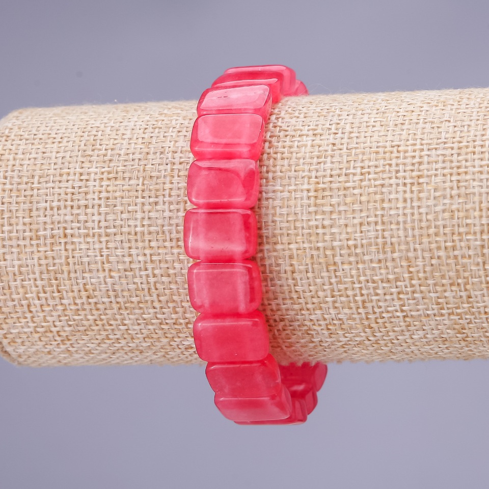 Bracelet with natural tourmaline — rectangular links, 14×10 mm, length 18 cm +/-