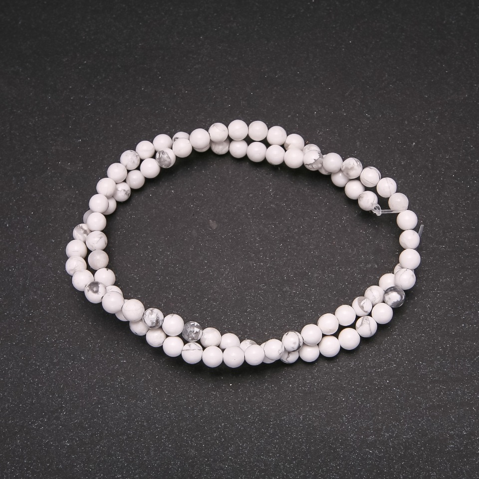 Kaolin Beads on Fishing Line, Smooth Round Bead, 5 mm Diameter, 38 cm Length