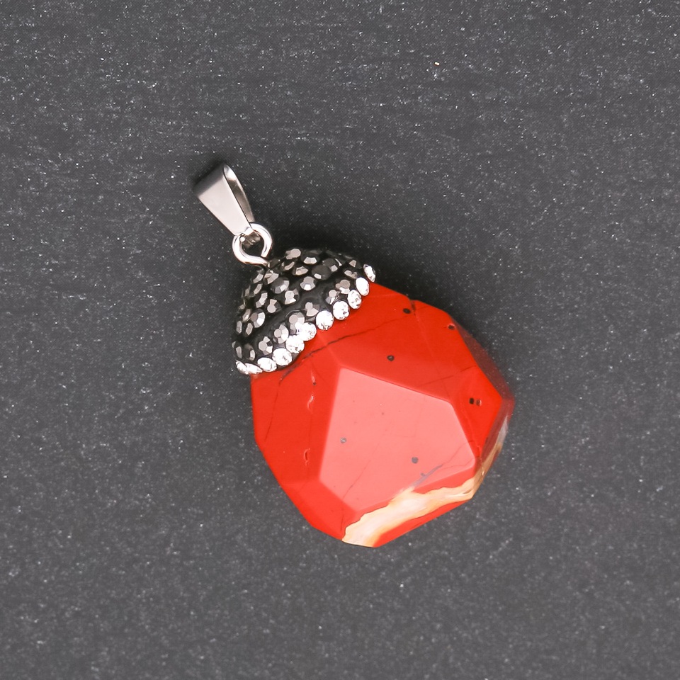 Pendant \"Acorn\" made of red jasper 32x20(±)mm
