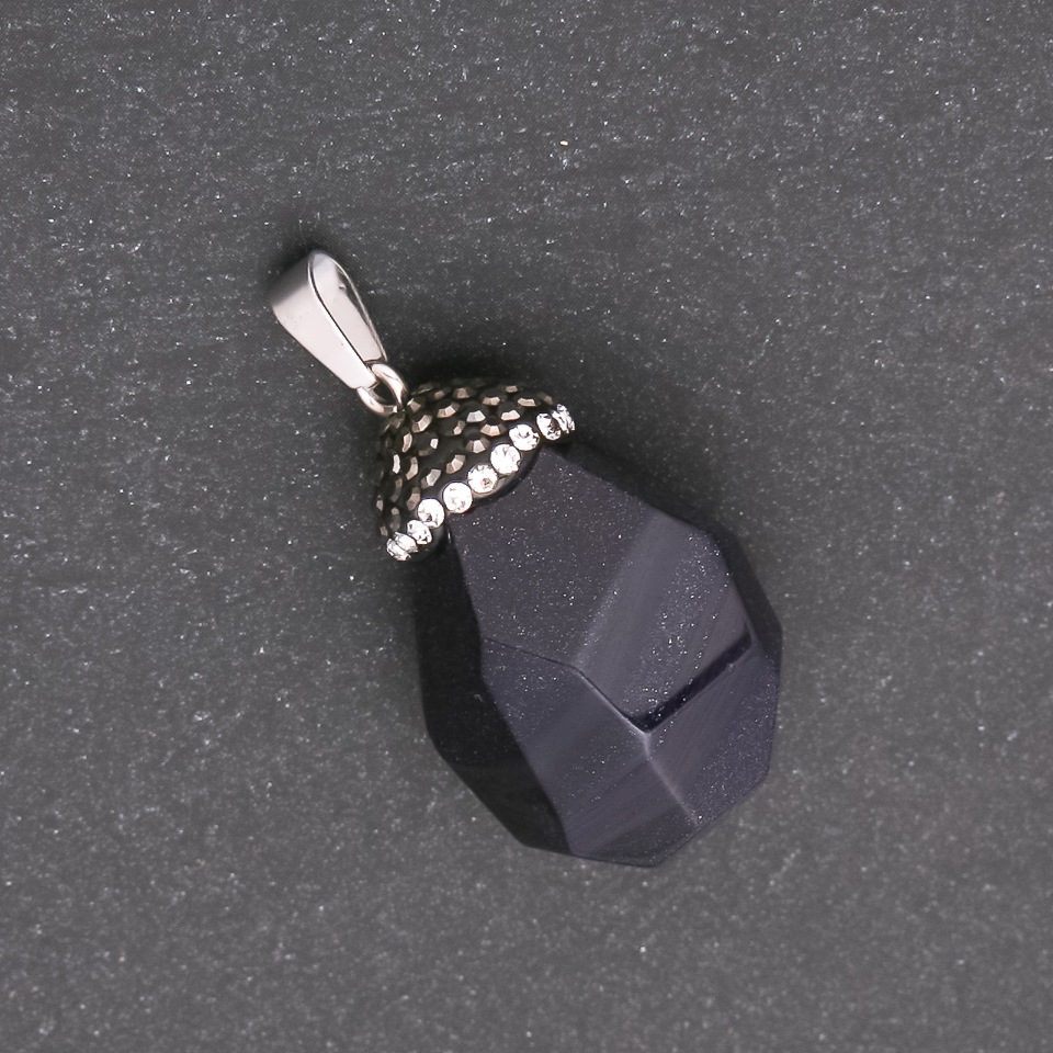 Pendant 'Acorn' made of Aventurine Blue Sand Cairo Night (synthetic) 32×20 mm