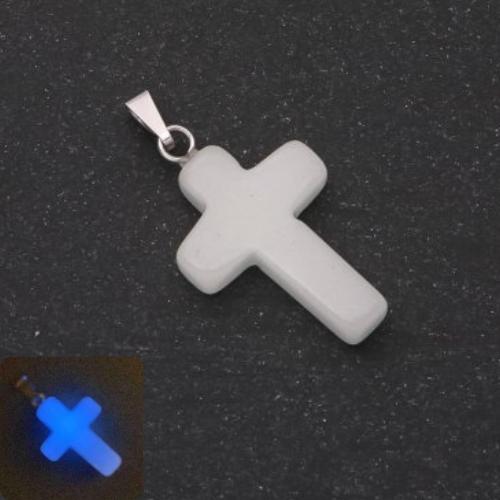 Onyx Cross Pendant 18×27 mm Blue Glow