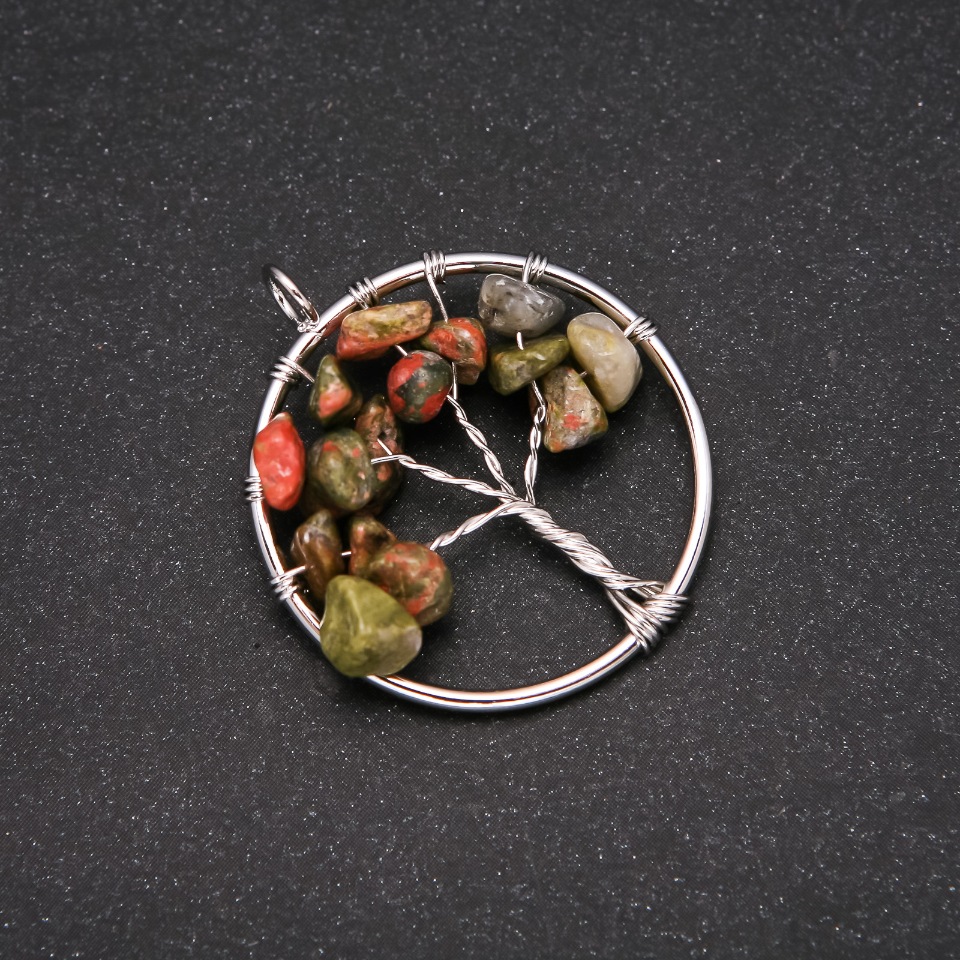 Pendant 'Tree of Happiness' heliotrope, 30mm diameter
