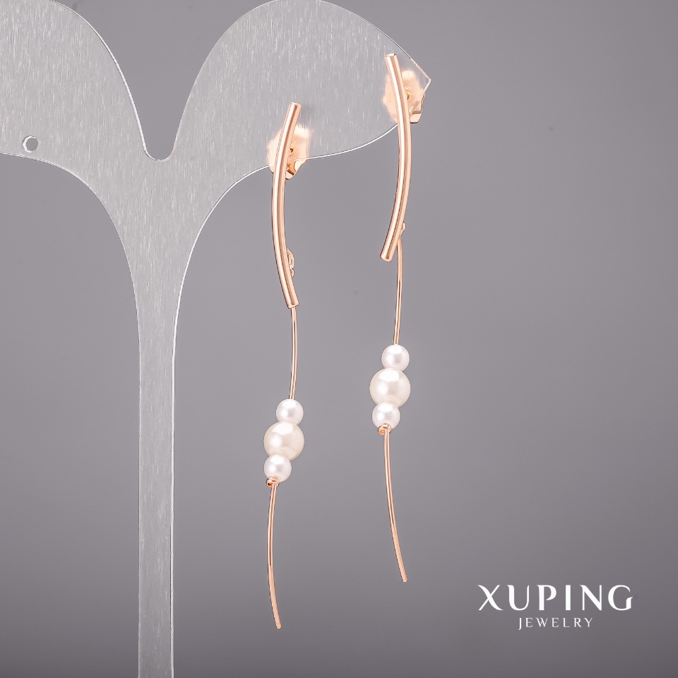 Xuping Earrings with Mallorca Pearls 6x75mm 18K Gold Plating