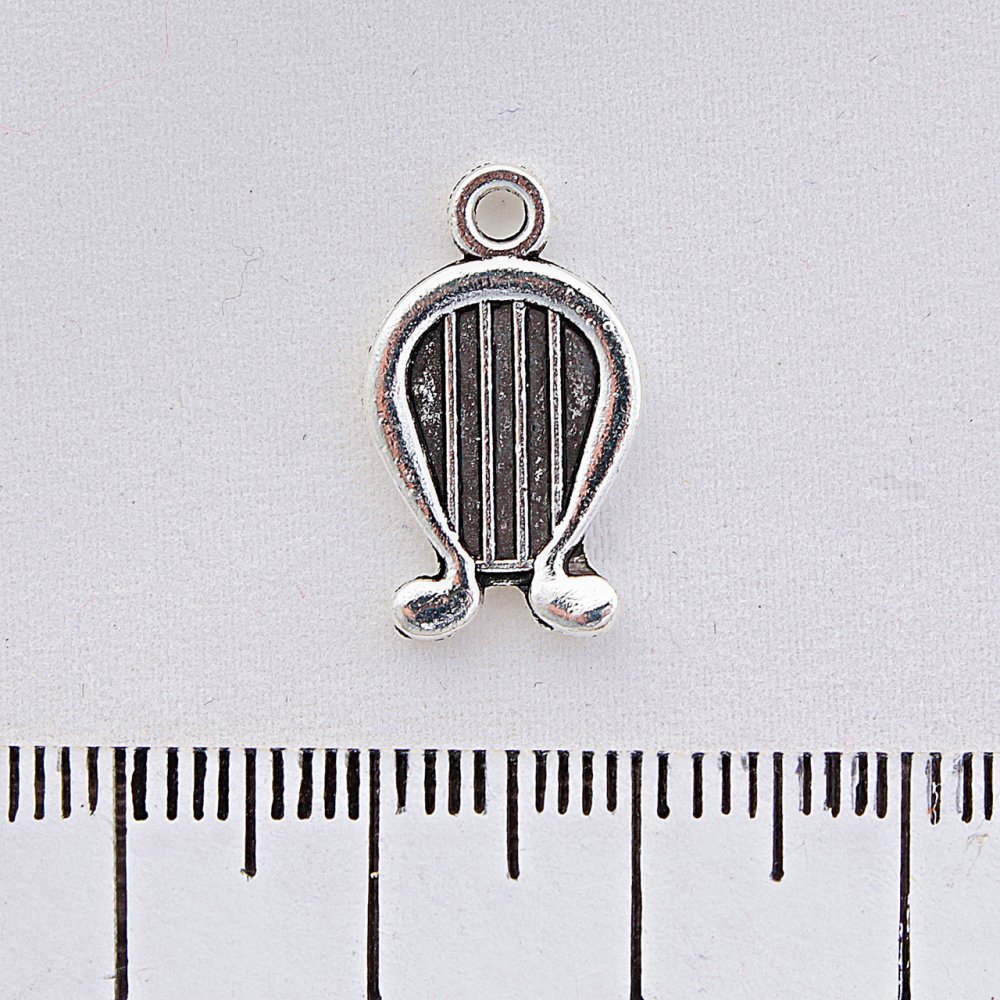 Lyre Pendant Findings, Silver-Colored Metal, 20 mm Size, 20 g ± 21 pcs