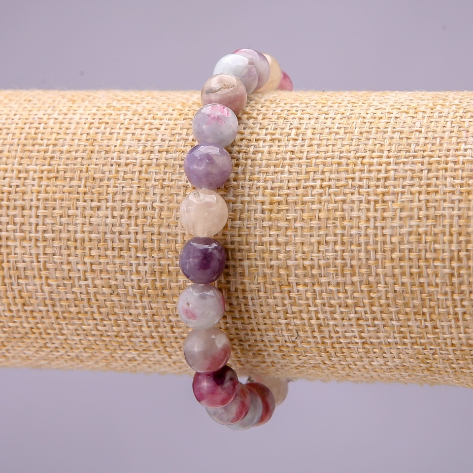 Bracelet made of natural pink tourmaline — smooth beads, 8 mm diameter, on elastic, 18 cm length
