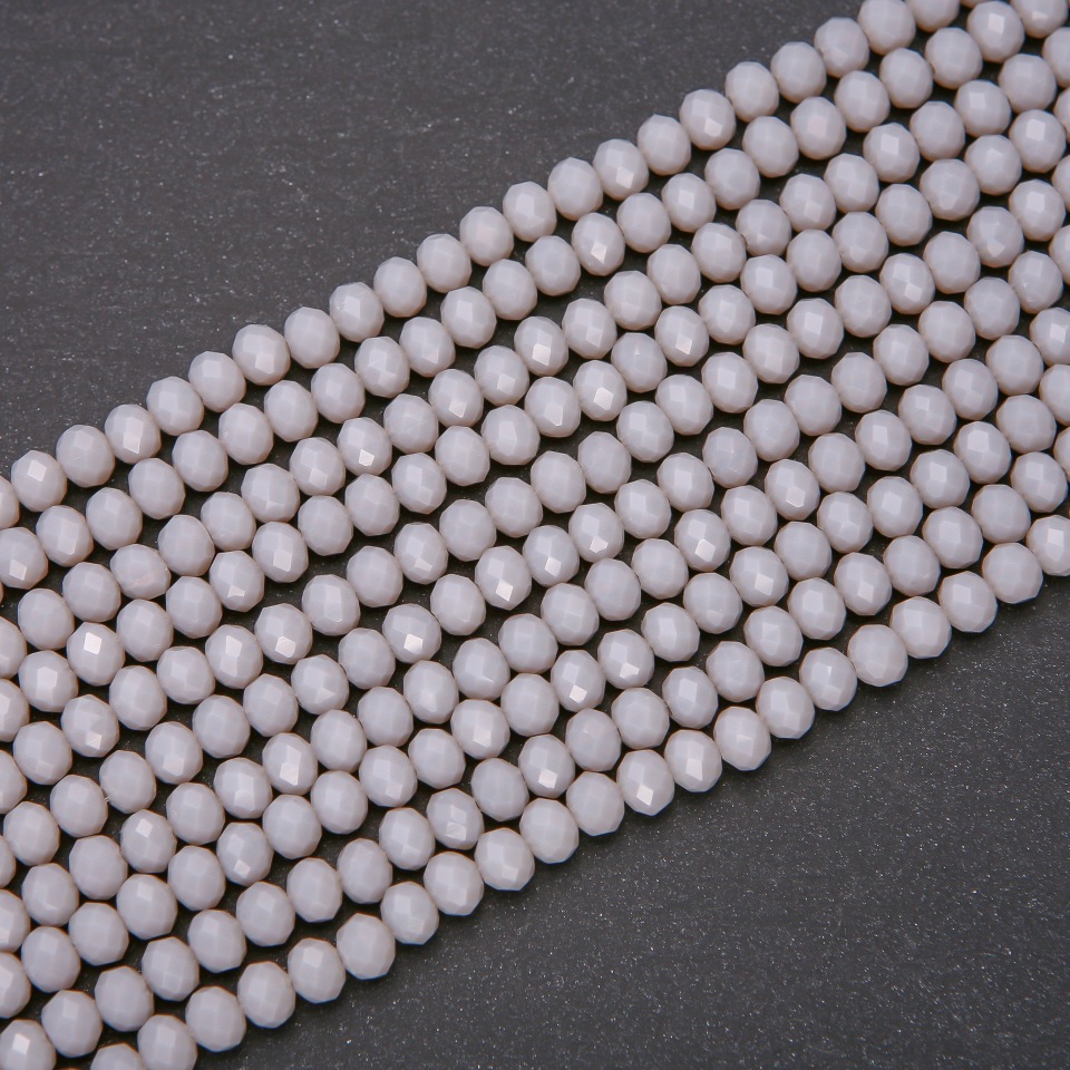 Beads Czech Crystal Matte Light Gray 'Rondelle', diameter 6x4.5 mm, 5 (+/-) mm strand length, 38 cm long