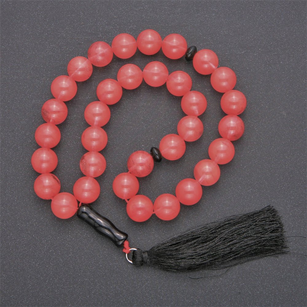 Chalcedony prayer beads with agate inserts, 33 beads, 12mm diameter+