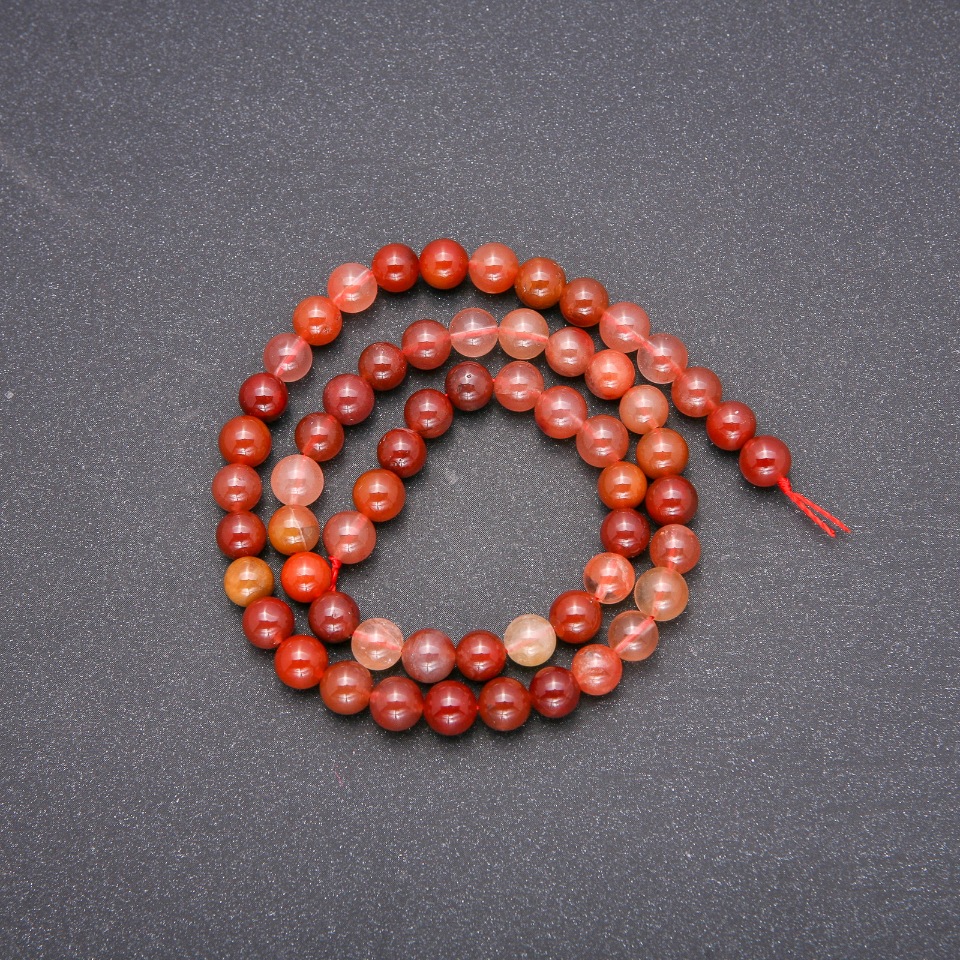 Natural stone beads, Red Rutile Quartz, smooth round bead, 6 mm diameter (±), 38 cm length