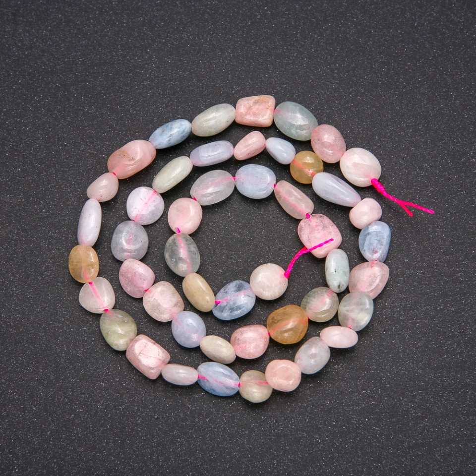 Morganite natural stone beads haltivka, 7x9 mm (±) diameter, length 38 cm
